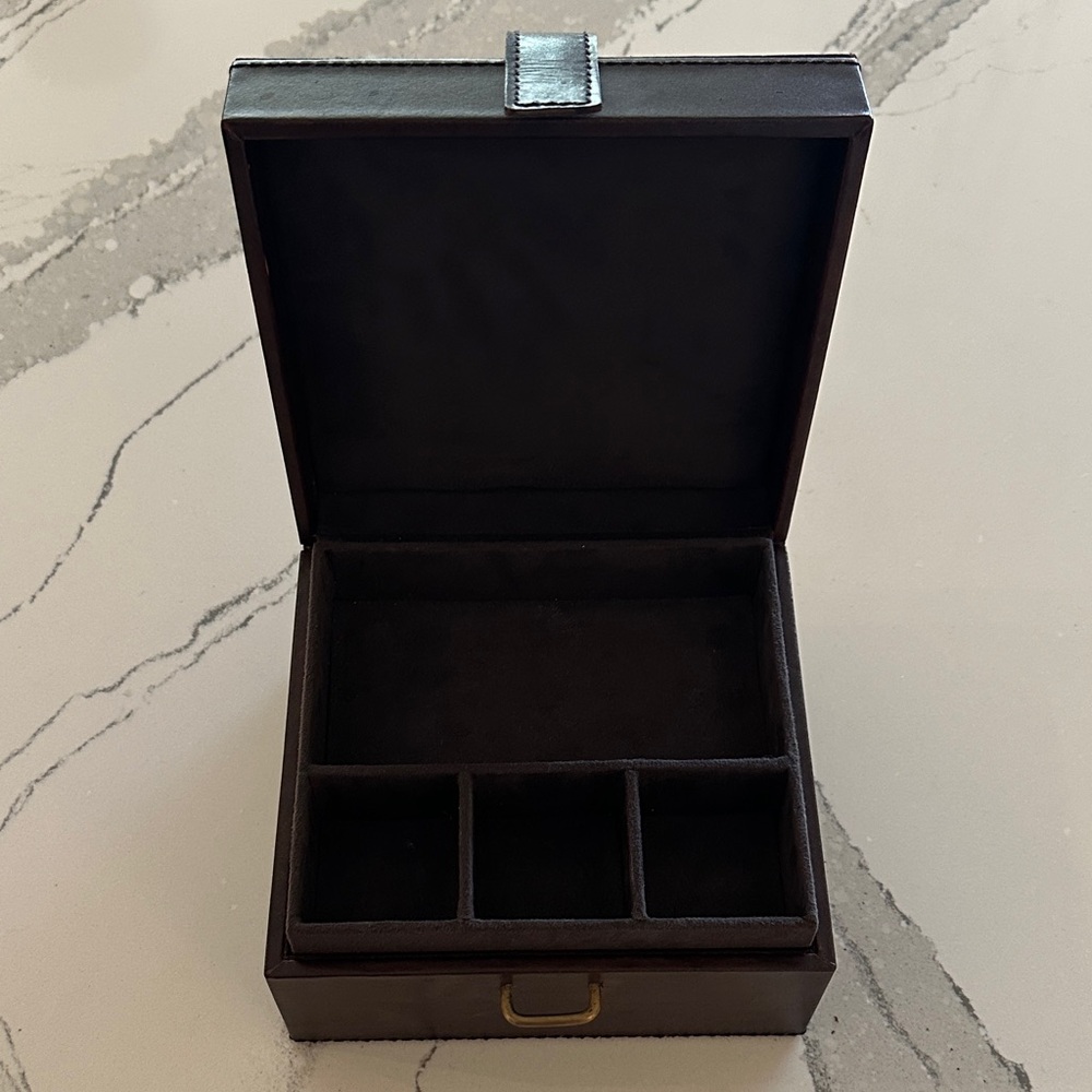Dark Brown Leather Jewelry Box